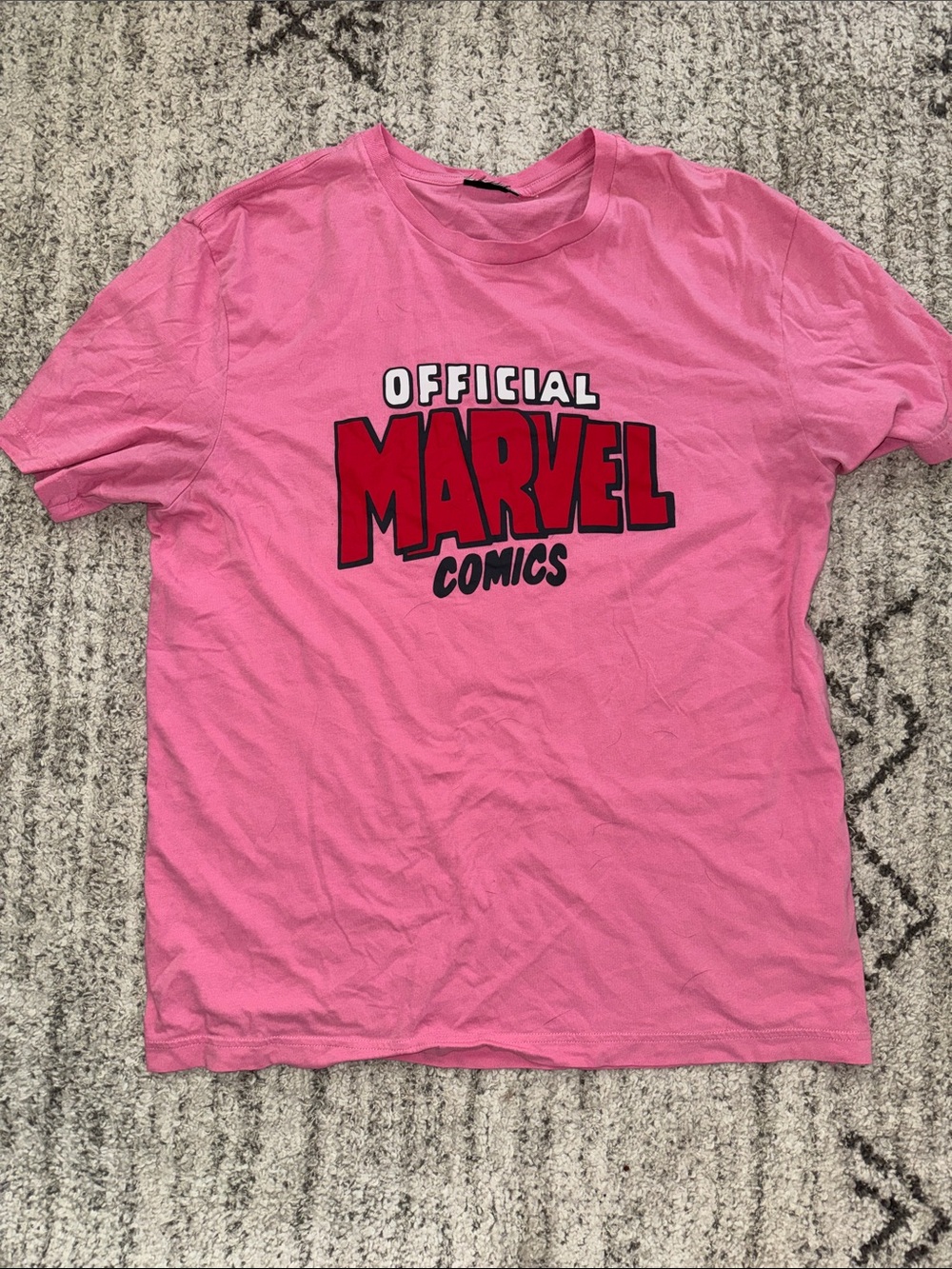 Marvel Pink Tee with Bold Red Logo
